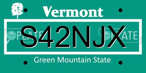 S42NJX Vermont License Plate