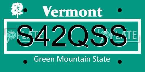 S42QSS Vermont License Plate