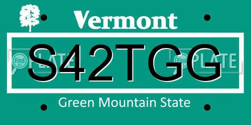 S42TGG Vermont License Plate
