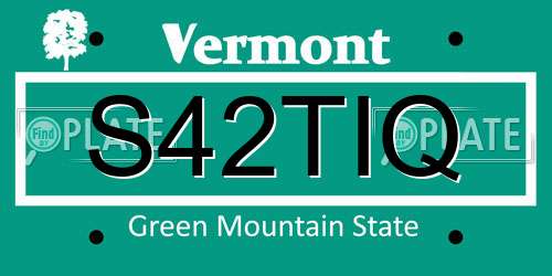 S42TIQ Vermont License Plate