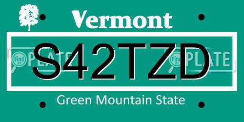 S42TZD Vermont License Plate
