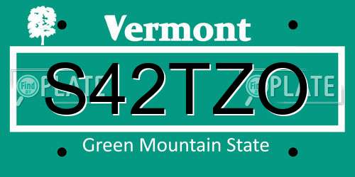 S42TZO Vermont License Plate