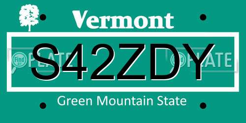 S42ZDY Vermont License Plate
