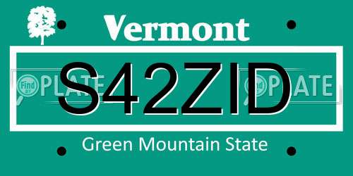 S42ZID Vermont License Plate