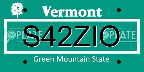 S42ZIO Vermont License Plate