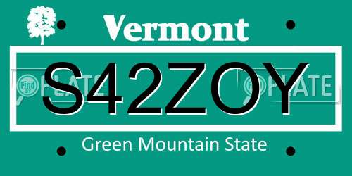 S42ZOY Vermont License Plate