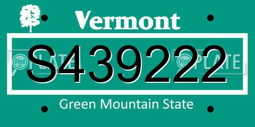 S439222 Vermont License Plate