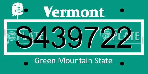 S439722 Vermont License Plate