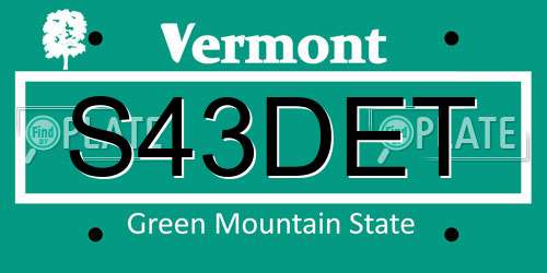 S43DET Vermont License Plate