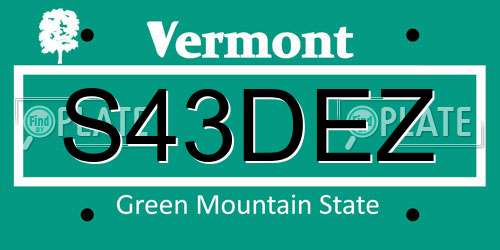 S43DEZ Vermont License Plate