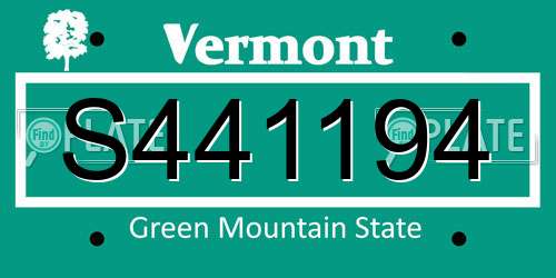 S441194 Vermont License Plate