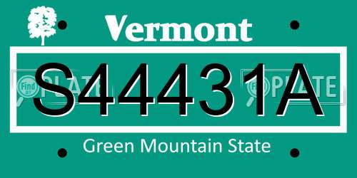 S44431A Vermont License Plate