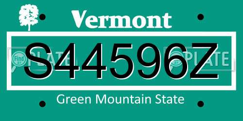 S44596Z Vermont License Plate