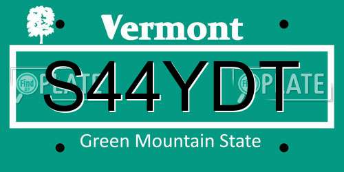 S44YDT Vermont License Plate