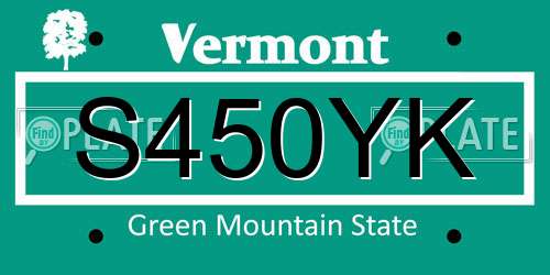 S450YK Vermont License Plate