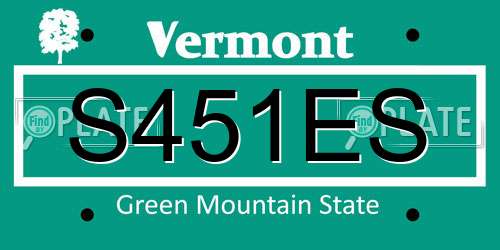 S451ES Vermont License Plate