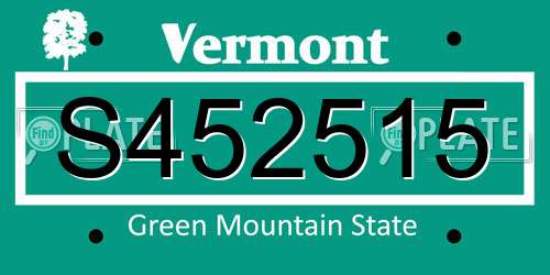 S452515 Vermont License Plate