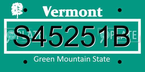 S45251B Vermont License Plate