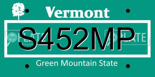 S452MP Vermont License Plate