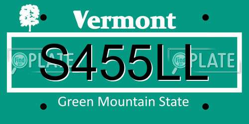 S455LL Vermont License Plate