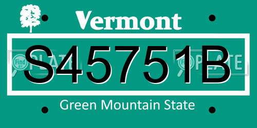 S45751B Vermont License Plate