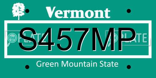 S457MP Vermont License Plate