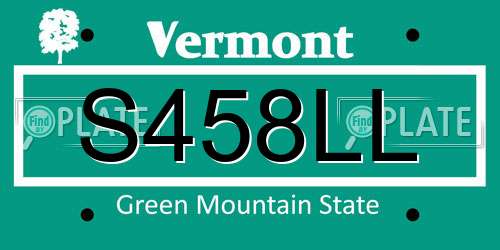 S458LL Vermont License Plate