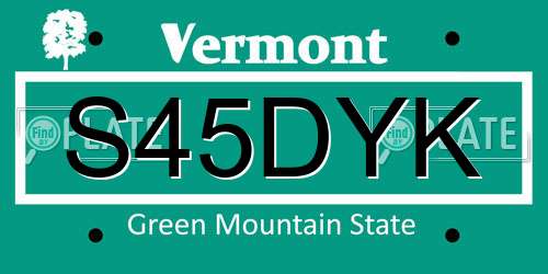 S45DYK Vermont License Plate
