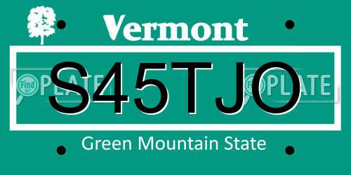 S45TJO Vermont License Plate