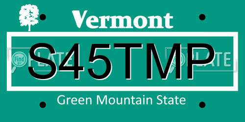 S45TMP Vermont License Plate