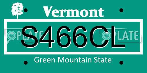 S466CL Vermont License Plate