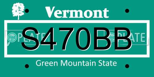 S470BB Vermont License Plate
