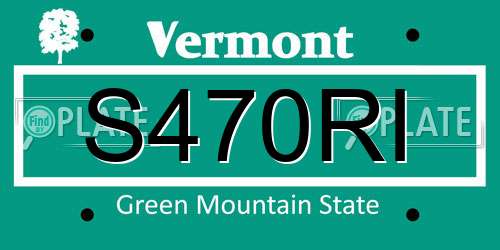 S470RI Vermont License Plate