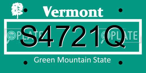 S4721Q Vermont License Plate