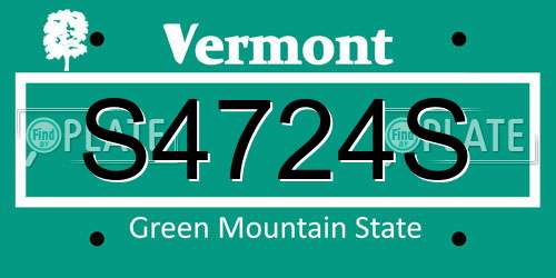 S4724S Vermont License Plate