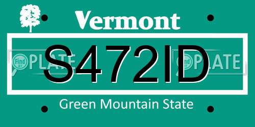 S472ID Vermont License Plate