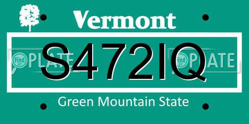S472IQ Vermont License Plate