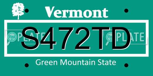 S472TD Vermont License Plate