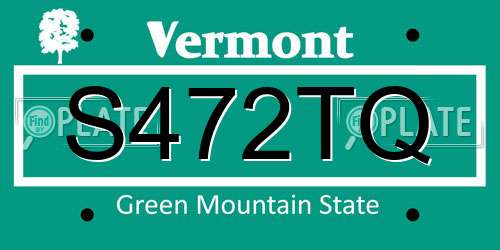 S472TQ Vermont License Plate