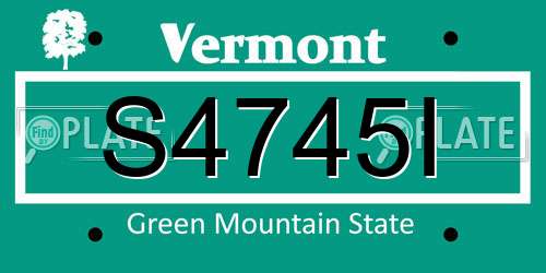S4745I Vermont License Plate