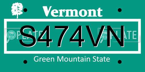 S474VN Vermont License Plate