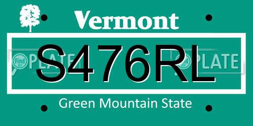 S476RL Vermont License Plate