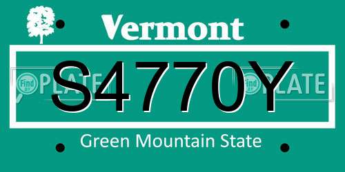 S4770Y Vermont License Plate