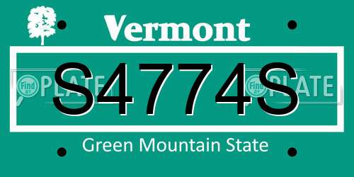 S4774S Vermont License Plate
