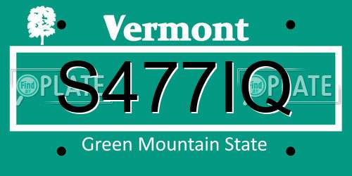 S477IQ Vermont License Plate