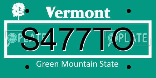 S477TO Vermont License Plate