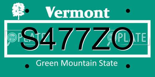 S477ZO Vermont License Plate