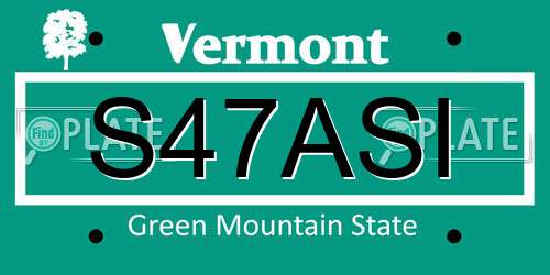S47ASI Vermont License Plate