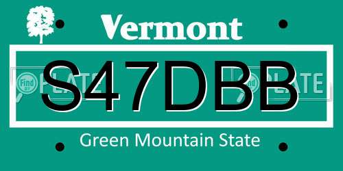 S47DBB Vermont License Plate