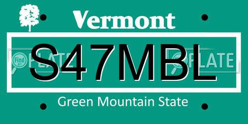 S47MBL Vermont License Plate
